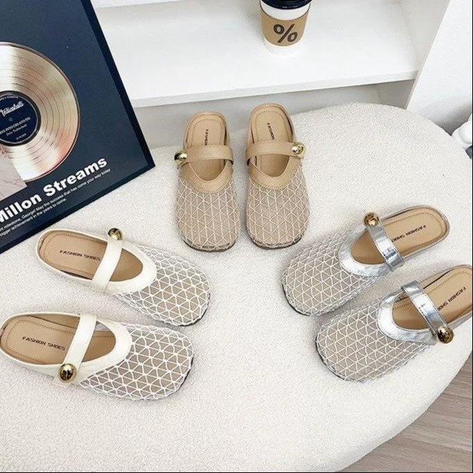 Европейские и американские модные сетчатые лоферы для женщин, лето 2025, новые сандалии на мягкой подошве, удобные и дышащие туфли без шнуровки.