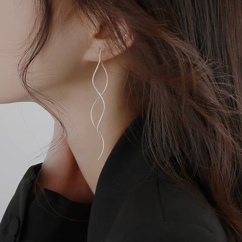 Korean Style Wavy Earrings for Women, Long Tassel High-End Earrings, Accessible Luxury Niche Ins Style Fashion Earrings