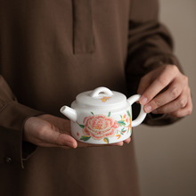 羊脂玉瓷牡丹汉瓦壶茶杯套装德化白瓷女士专用泡茶壶泡茶器西施壶