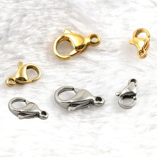 Stainless steel plated with 18K real gold lobster claw necklace box bag hook pendant connector decoration accessories wholesale