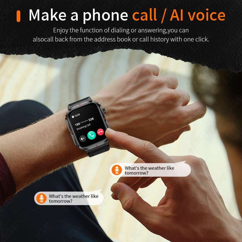 Smartwatch mit Bluetooth-Anruffunktion, 1,75-Zoll-HD-Display, Herzfrequenz- und Blutsauerstoffmessung, multifunktionales Armband für Sport und Fitness_voghion.com