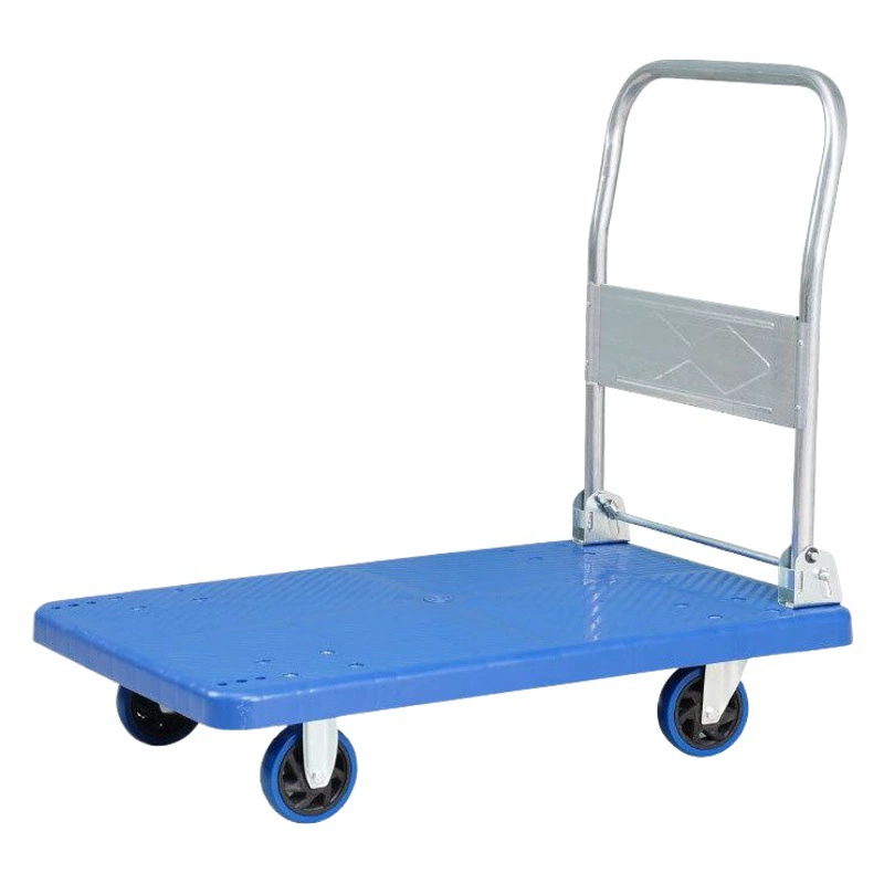 Складная тележка для тяги грузов Маленькая тележка Складской прицеп Портативная четырехколесная Тихая тележка для покупок, переносящая плоский автомобиль