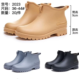 2023跨境新款男士切尔西情侣雨鞋外贸短筒水鞋时尚胶鞋女雨靴保暖