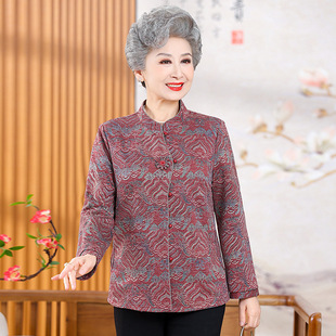Explosions 2025 middle-aged and elderly spring shirt grandma spring long sleeve old lady Tang suit mother coat top