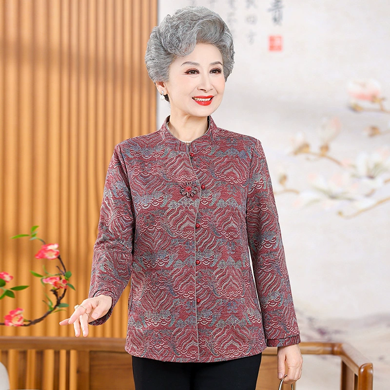 Взрыв 2025 среднего и пожилого возраста весенние рубашки бабушки весенние длинные рукава