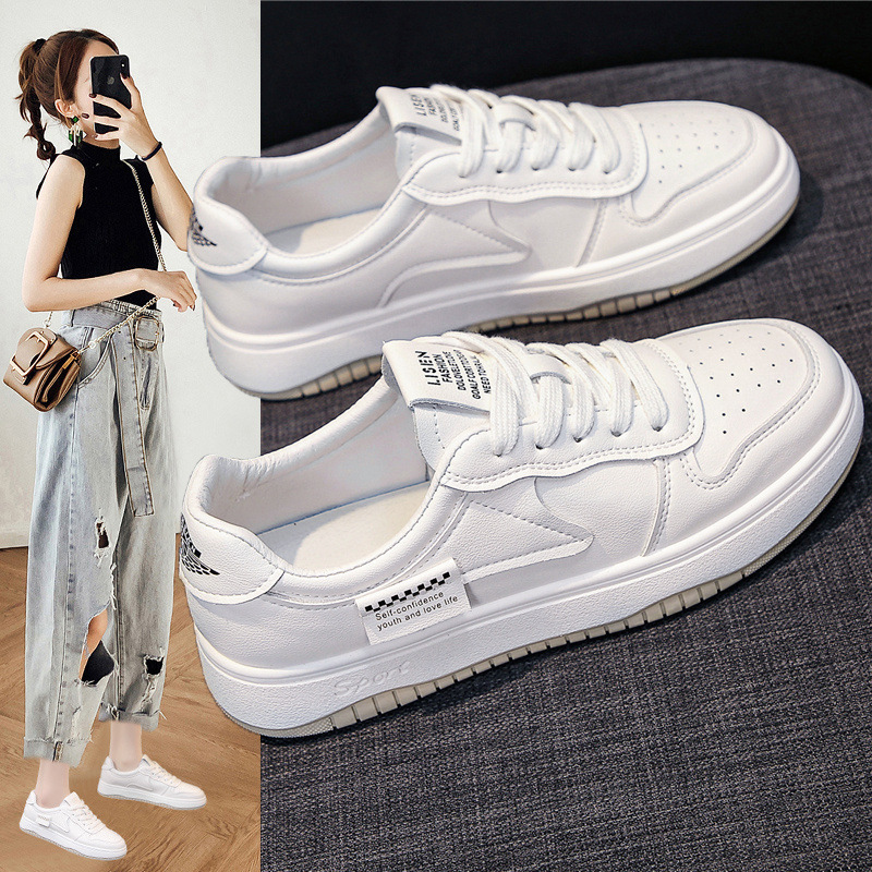 Flat White Shoes for Women 2025 Spring and Summer New Versatile Fashionable Thick-Soled Sneakers Soft-Soled Casual Sports Shoes