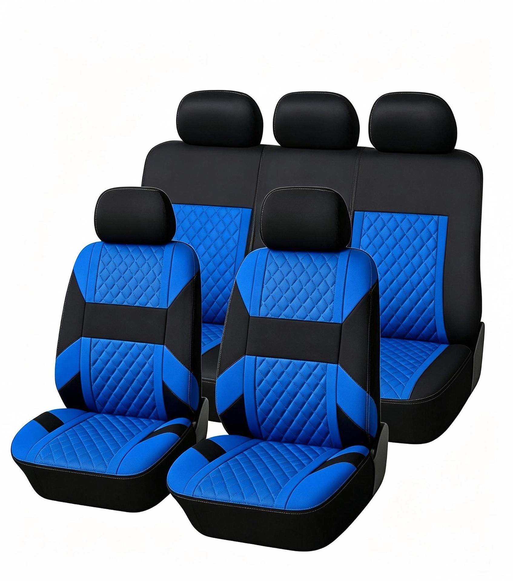 Manufacturer's universal car seat cover 3D horizontal stripe diamond pattern 9-piece set for five seats, suitable for cross-border e-commerce platforms like TEMU and Amazon