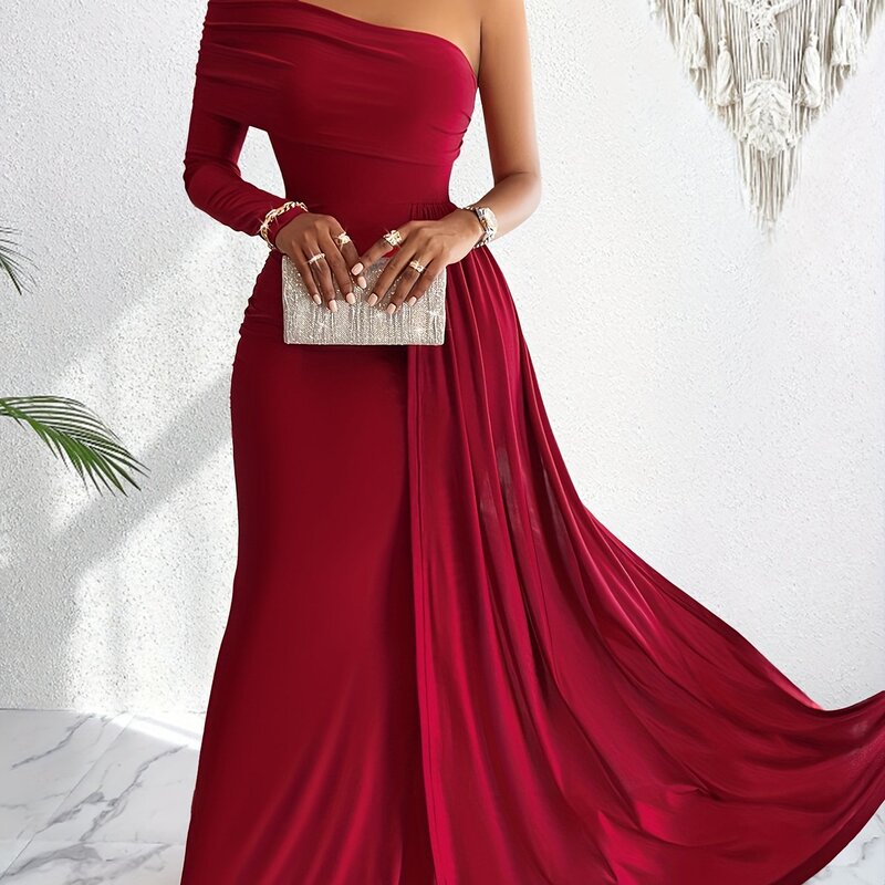 Flowy One Shoulder Asymmetrical Dress One Shoulder单肩连衣裙|undefined