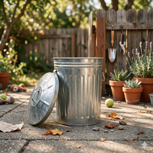 Customized Silver-Gray Round Trash Can, Vertical Stripe Galvanized Iron Storage Bin, Vintage Round Tin Bucket with Lid
