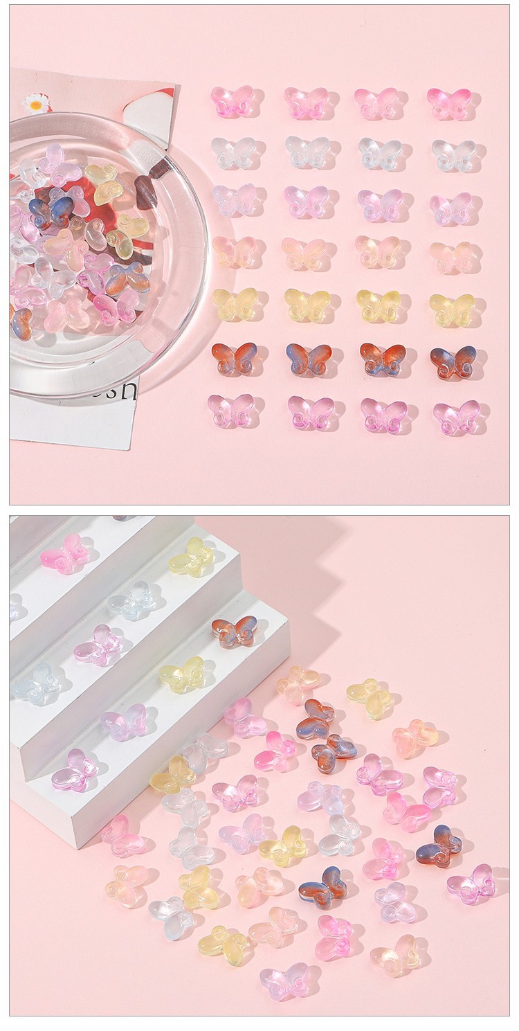 20 Pieces 10 * 14mm Hole 1~1.9mm Glass Butterfly Beads display picture 2