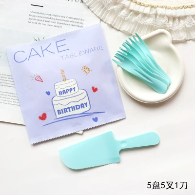 40 sets of pulp trays, disposable knife and fork trays, tableware, birthday cake trays, party, plastic set