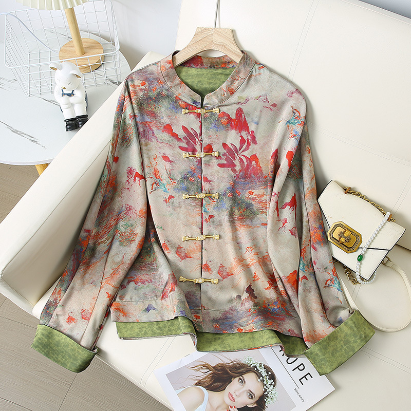 [Attic] New Chinese Style National Style Coat Women's Retro Buckle Old Money Style Coat Elegant Joker Nine-point Sleeve Cardigan