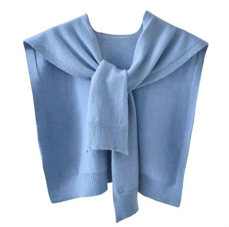 Sopa de color sólido para mujeres 2025, nueva primavera y otoño a rayas de punto pequeño chal delgado con suéter camisa bufandas