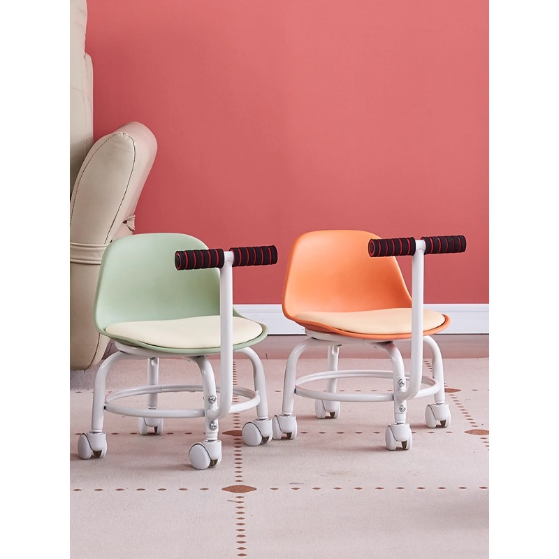 Swivel Small Stool for Home Use, Living Room Low Stool, Baby Toddler Popular Lazy Stool, Children's Small Bench with Backrest Chair