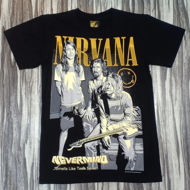 Nirvana Band Cobain Vintage American Simple Retro Oversize Short-Sleeved T-Shirt Nirvana Band Cobain Vintage American Simple Retro Oversize Short-Sleeved T-Shirt