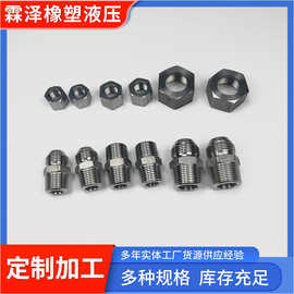 304不锈钢液压接头高压外丝外螺纹变径异径直通接头4分螺母