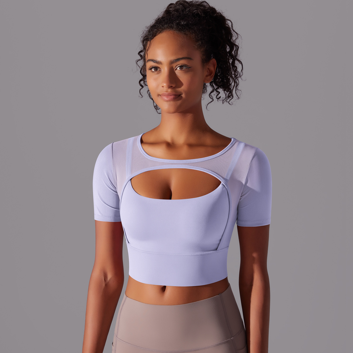 182g Weight Short Sleeve Sleeve Length Pullovers Placket Type Nylon, Spandex Fabric Type Short Top Length T-shirt Tops Type Yoga, Sports Occasion Round Neck Neckline Solid Color Pattern Women Gender Hollow Out Craft Fitness Sport Style Solid Color Nylon Spandex Round Neck Hollow Out Active Tops T-shirt 55