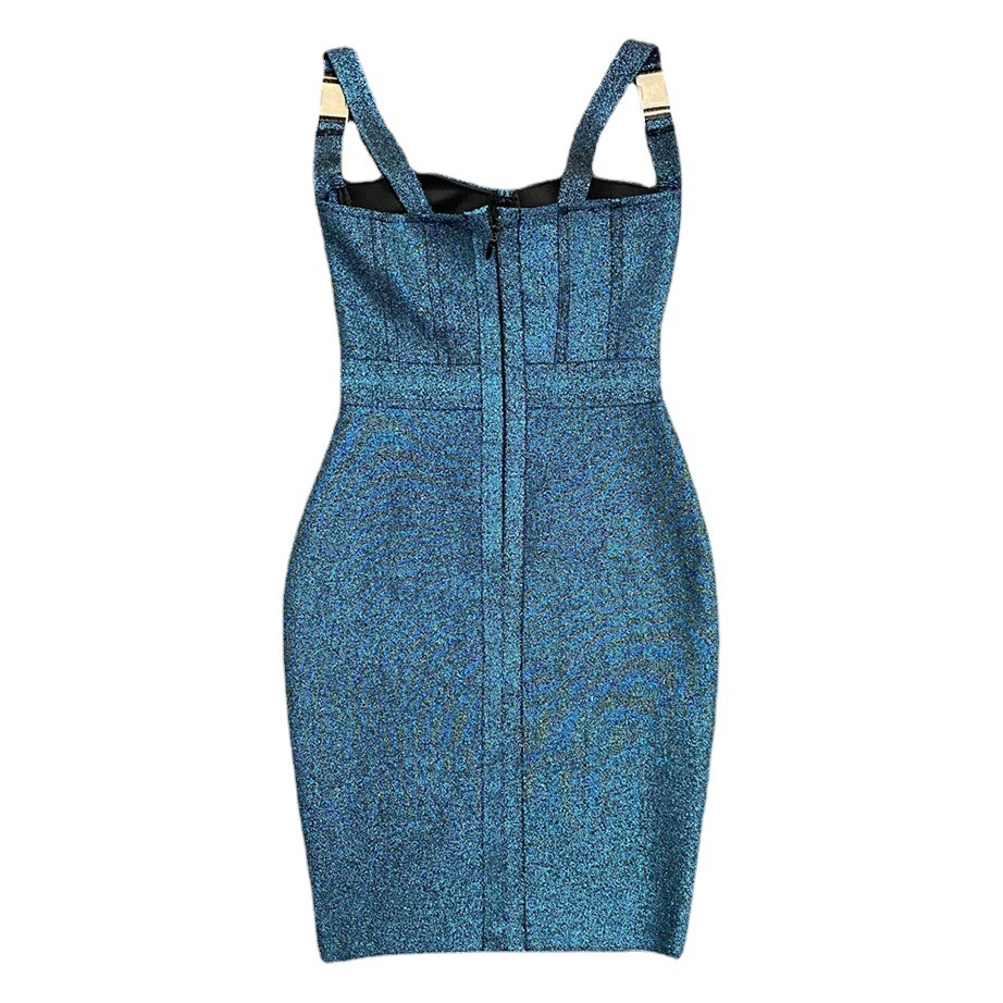 В наличии версия 2023 Новое Европейское и американское модное сексуальное женское платье с V-образным вырезом и высокой талией на бретельках, эластичное тонкое Бандажное платье