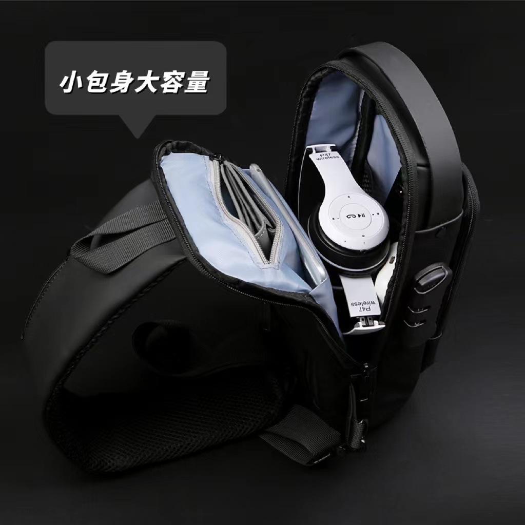 Bolsa de pecho impermeable y antirrobo con candado de contraseña, unisex, ideal para moto y ocio
