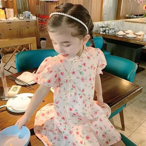 Girls Dress New Retro Summer Children's Style Cheongsam Princess Skirt Children's Hanfu Baby Girl Summer Dress