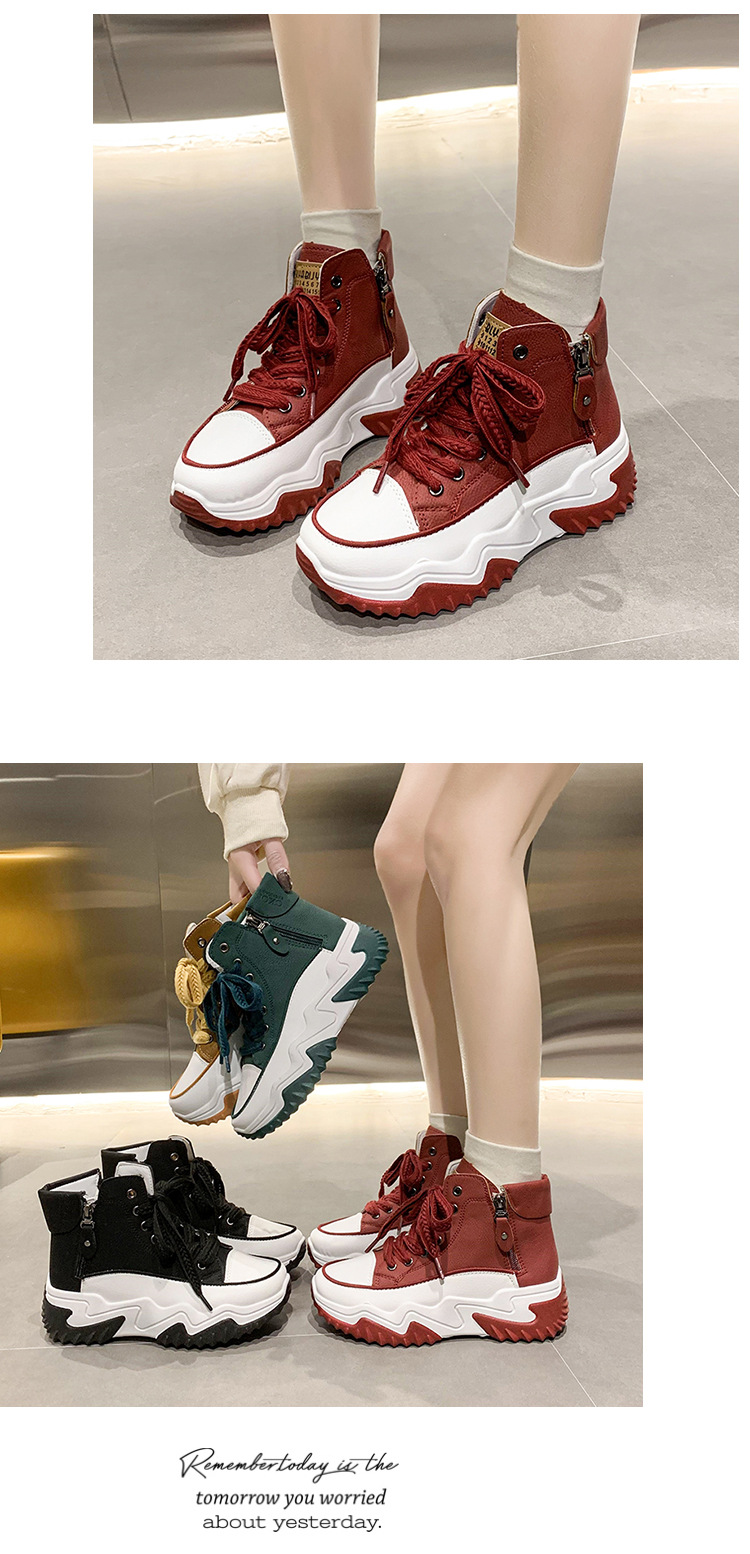 Korean style new dad shoes for women Women Sneakers Thick bottom front lace up sneakers for women Height increasing shoes for women_desvips.com