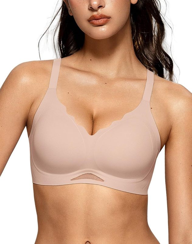 OEAK レディース ワイヤレス ブラジャー スカラップ プッシュアップ ブラレット No Und|undefined