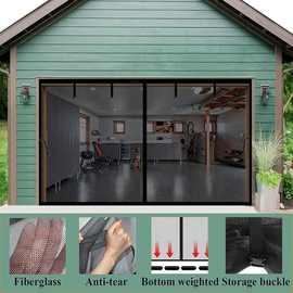 车库防蚊门帘玻璃纤维门帘防蚊磁性纱门帘加密网纱跨境专供车库帘