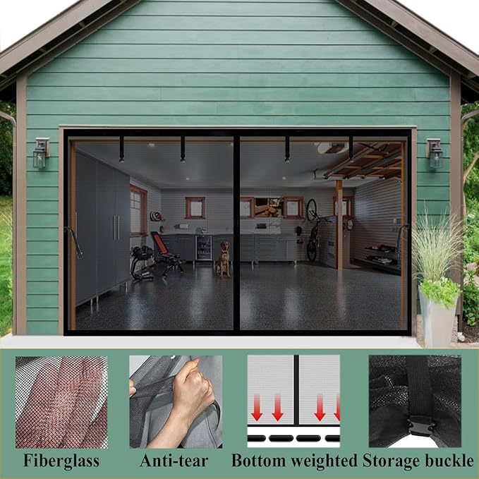 Garage Mosquito Net Curtain Fiberglass Curtain Mosquito-Proof Magnetic Screen Door Curtain Encrypted Mesh Cross-Border Exclusive Garage Curtain
