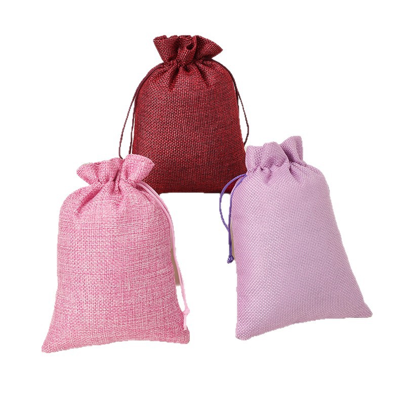 Fábrica en stock bolsa de lino Wenwan bolsa de embalaje de la joyería bolsa de té zongzi Almacenamiento de lino bolsa de cordón al por mayor