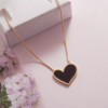 Brand advanced chain for key bag  stainless steel, black necklace heart-shaped, does not fade, high-quality style, simple and elegant design