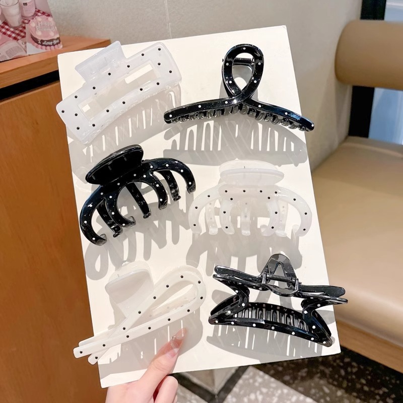 Clips de cabello de ondas negras y blancas para niños coreanos clips de agarre simple para niñas en la parte posterior de la cabeza clip de tiburón para mujeres 2024 nuevo