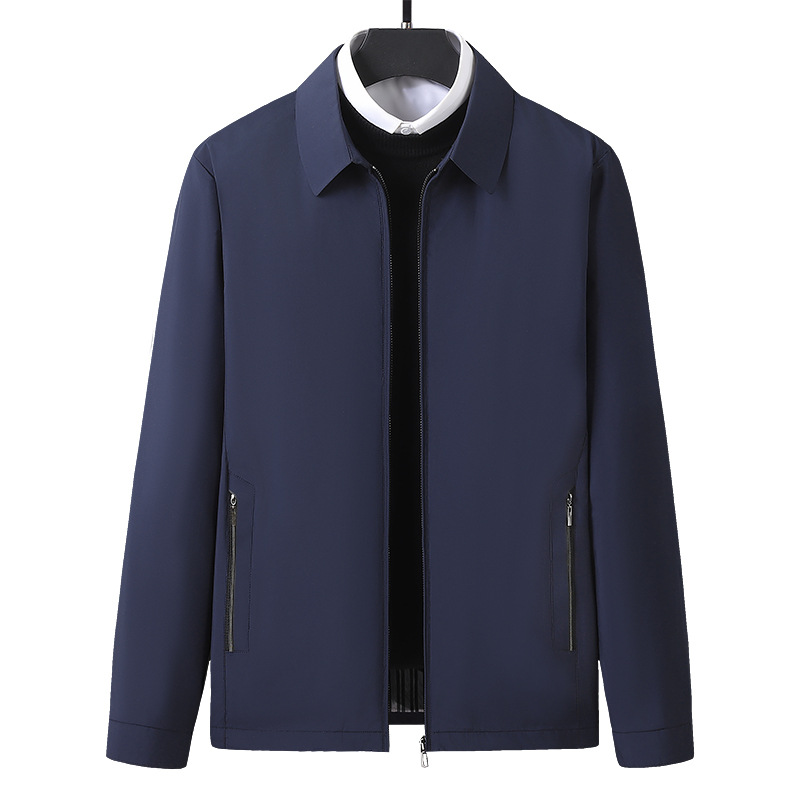 Monochrome Man- 2025 Spring Autumn New Dad's Stand Collar Jacket Business Casual Plus Size Middle-Aged And Elderly Men's Executive Coat_voghion.com