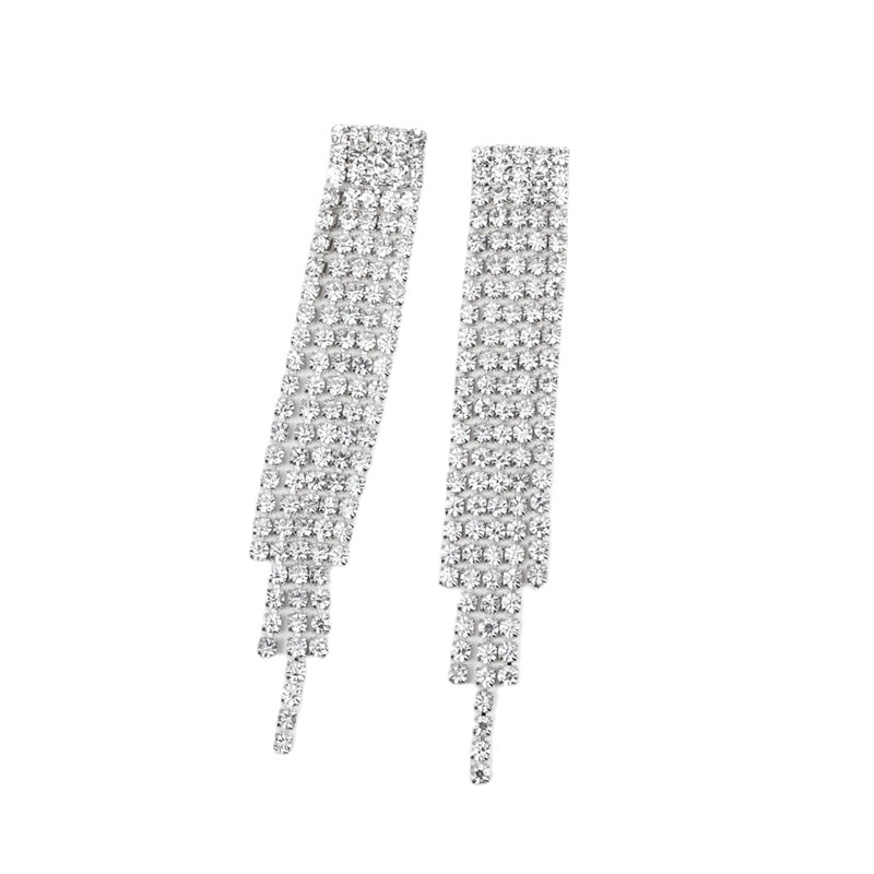 2022 Venta caliente elegante cadena de diamantes de imitación pendientes europeos y americanos fríos estilo largo borla pendientes elegantes Corea del Sur pendientes