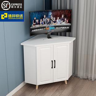 Multifunctional Triangle Cabinet Corner Tv Cabinet Small Apartment Corner Cabinet Right-Angle Wall Cabinet Solid Wood Leg Corner Storage Cabinet X&