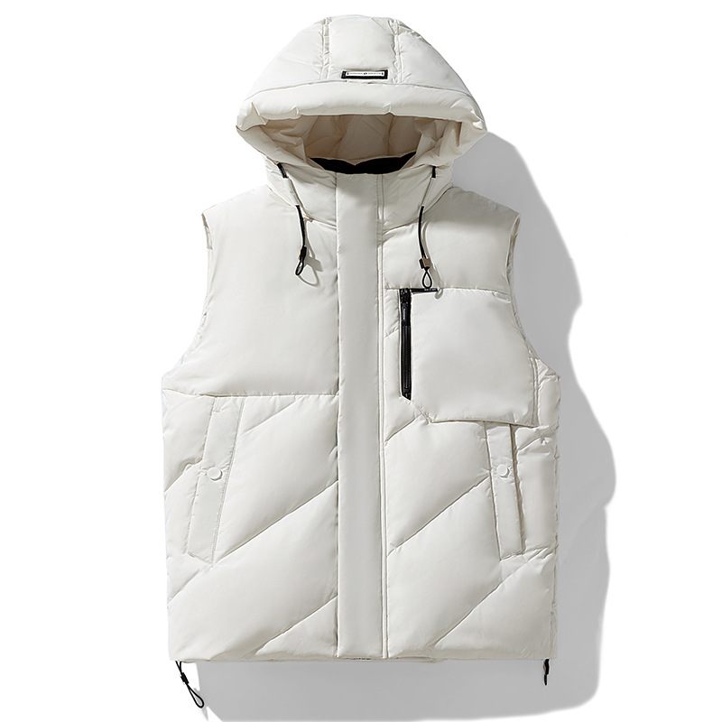 Chaqueta con capuchón desmontable hombre corto invierno nuevo engrosado juvenil chaqueta blanca abrigo de pareja caliente tendencia image 4