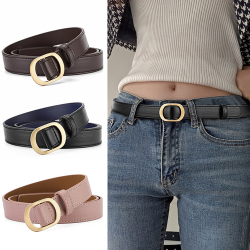 No-hole women's belt new style punch-free black student versatile Korean style ins style decorative thin pants belt for women