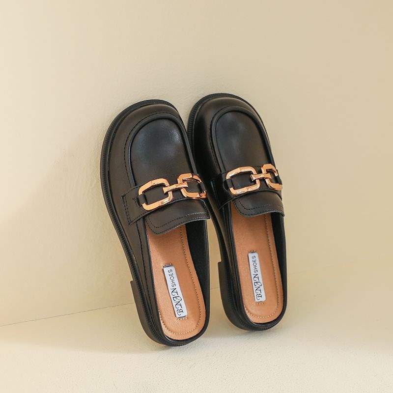 Plover Soft Leather Toe-Cap Half Slippers for Women Summer Outer Wear 2025 Summer New Style Muller Maternity Sandals Ins Plover Soft Leather Toe-Cap Half Slippers for Women Summer Outer Wear 2025 Summer New Style Muller Maternity Sandals Ins