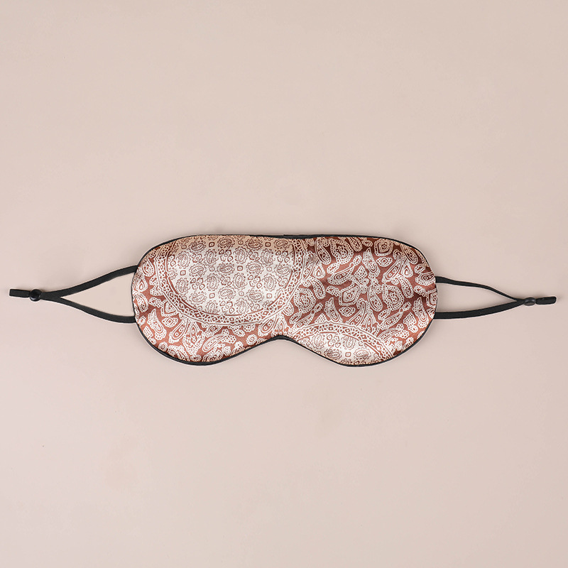 Impresión de seda artificial máscara de ojo colgante de oreja cubierta grande portátil transpirable cómoda máscara de ojo de seda para dormir máscara de ojo sombreado