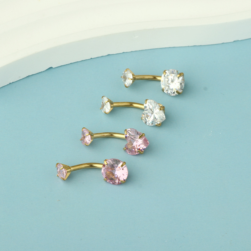 Rose Gold White Circle Belly Button Ring 316L Surgical Steel Geometric Belly Piercing Jewelry detail image 5