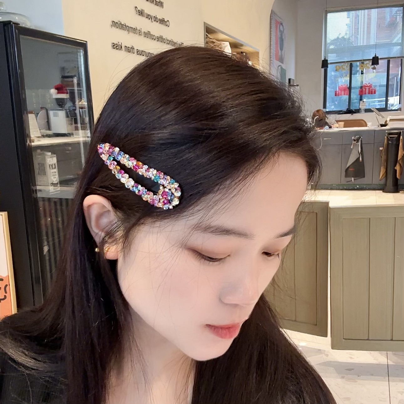 18g Weight Hair Clip Hair Accessories Type 1 Piece Quantity Daily, Street Occasion Artificial Crystal Material Solid Color Pattern All Seasons Season Women's Gender Elegant, Shiny Style Elegant Shiny Women's Solid Color Artificial Crystal Hair Clip 10