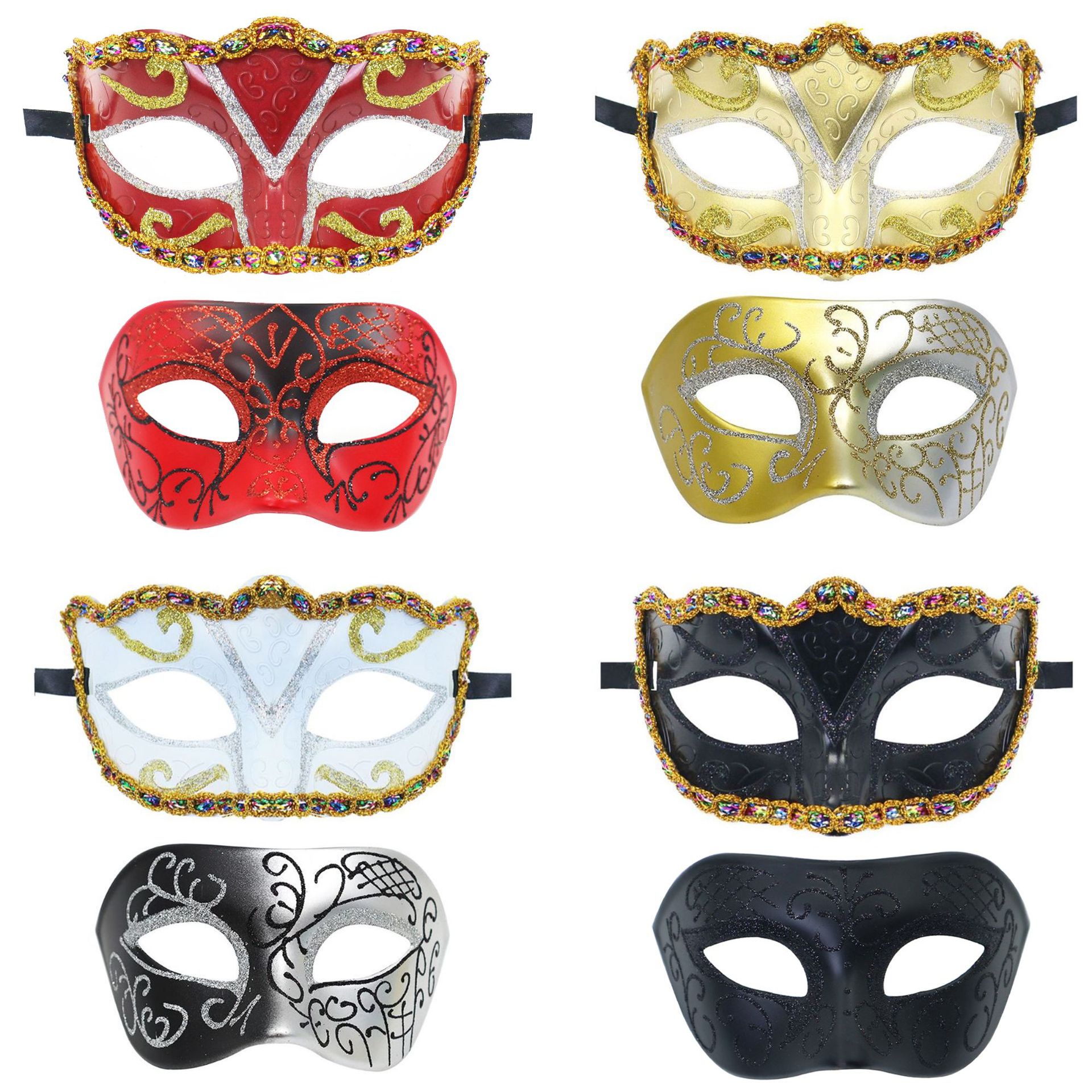 Amazon máscaras de fiesta de carnaval de venta caliente máscaras de baile unisex pintadas alrededor del borde de San Valentín