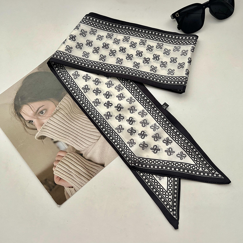 Bufandas de seda de ángulo oblicuo 2025 nuevo bufandas de diamante retrógrado decoración multifuncional de ángulo agudo moda bufandas largas correa de pelo