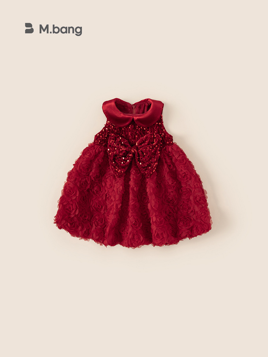 Yoobao ropa infantil de niñas esquinilla arco vestido de princesa vestido vestido de invierno mujer Bao dulce chaleco de malla vestido