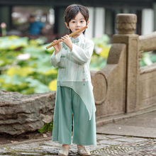 男童汉服春秋儿童唐装中国风竹影套装女孩古风国学礼服五一演出服