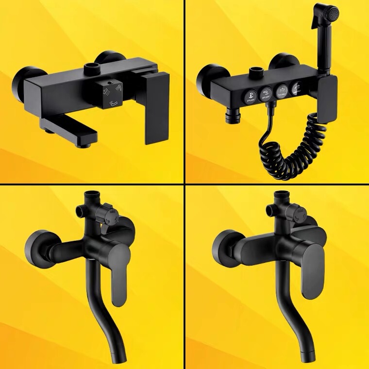 Black Shower Switch Body Mixing Valve Faucet Accessories Bath Mixing Valve Bathtub All-Copper Thermostatic Shower Faucet