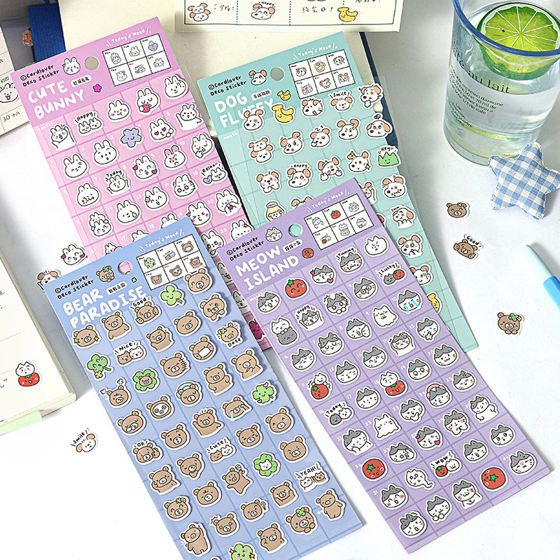 El amante de la carta corta la película plana para publicar la tela de papel, la isla de Bum, el lindo emoji de dibujos animados, el material de la cuenta, la etiqueta decorativa