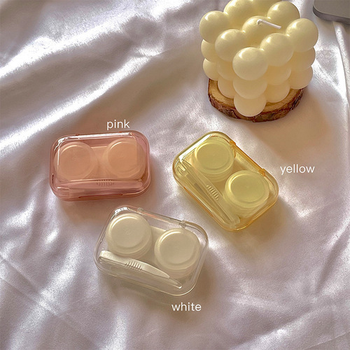 Solid color simple contact lens care companion box ins contact lens box storage box water box two-color one-piece double box