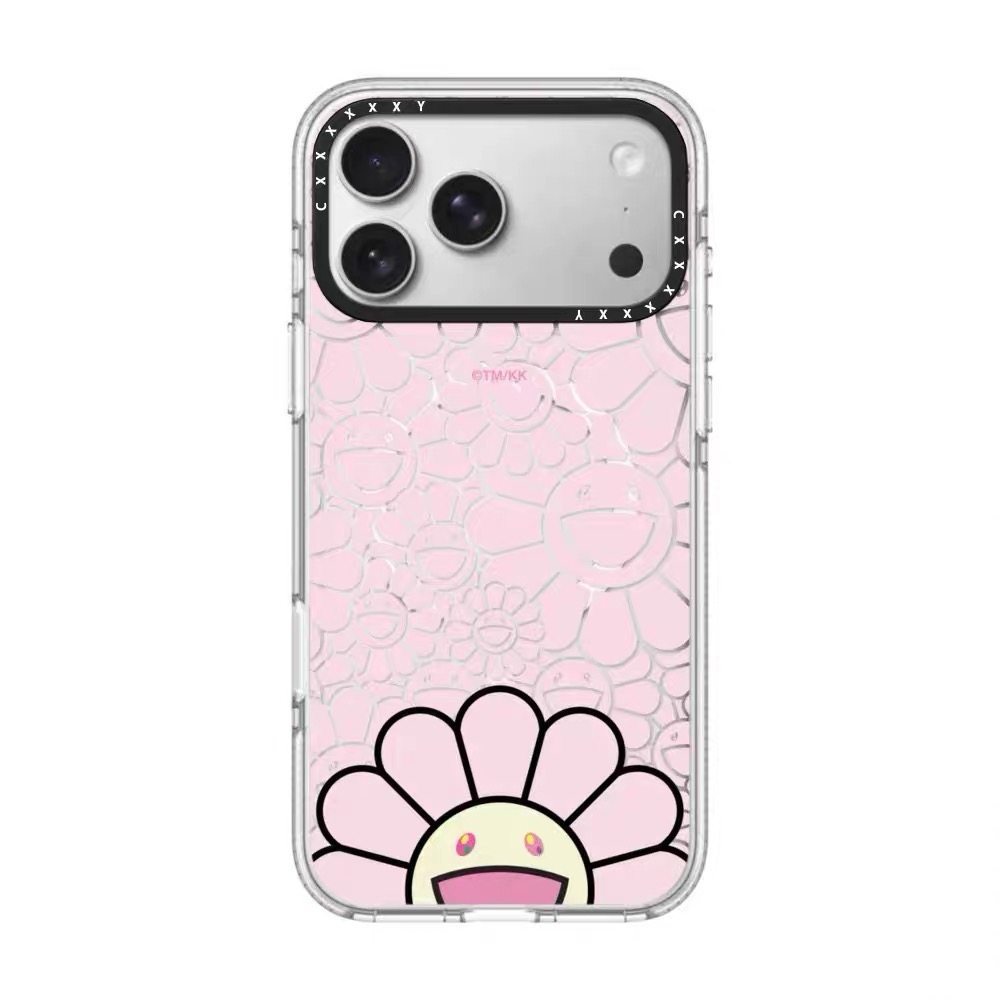 Pink probe sunflower - transparent white frame