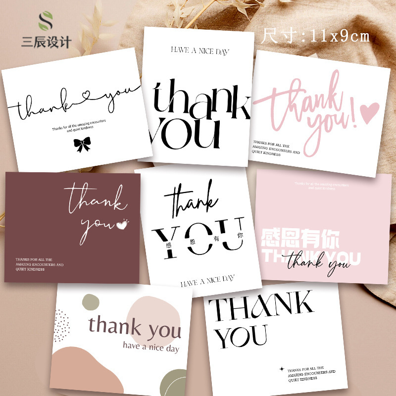 Gratitude Thank You Card Advanced Sense English Hard Cardboard Handwritten bouquet Gift Greeting Card Blessing Decorative Card