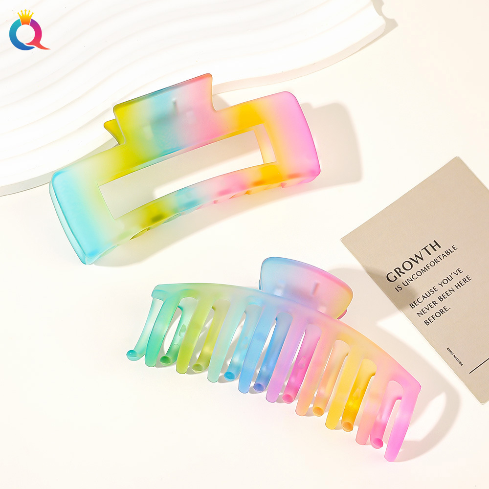 55g Weight Hair Claws Hair Accessories Type 1 Piece Quantity Holiday, Daily Occasion Plastic Material Rainbow Pattern Women's Gender Sweet, Simple Style Style Women's Sweet Simple Style Rainbow Plastic Hair Claws 2